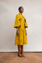Load image into Gallery viewer, MMUSOMAXWELL BISHOP SLEEVE COTTON SHIRT DRESS GOLD