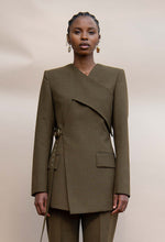 Load image into Gallery viewer, MMUSOMAXWELL WRAP TAILORED JACKET WOOL OLIVE