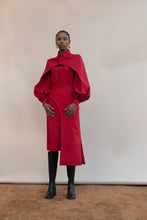 Load image into Gallery viewer, MMUSOMAXWELL ASYMETRICAL CURVE WOOL SKIRT RED
