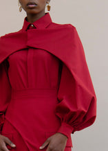 Load image into Gallery viewer, MMUSOMAXWELL BISHOP SLEEVE WOOL BLOUSE RED