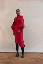 Load image into Gallery viewer, MMUSOMAXWELL ASYMETRICAL CURVE WOOL SKIRT RED