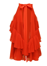 Load image into Gallery viewer, JUDITH ATELIER ASSAGGI TULLE RUFFLE HALF BODY SKIRT RED