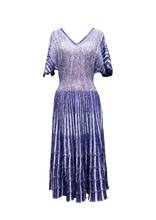 Load image into Gallery viewer, JUDITH ATELIER BISA MOHAIR COTTON PLEATED KNIT DRESS BLUE