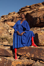 Load image into Gallery viewer, JUDITH ATELIER ISIS RUFFLE GEORGETTE OVERSIZED DRESS BLUE
