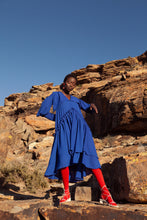 Load image into Gallery viewer, JUDITH ATELIER ISIS RUFFLE GEORGETTE OVERSIZED DRESS BLUE