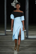 Load image into Gallery viewer, CINDY MFABE NELISIWE OFF SHOULDER TWO TONE DRESS BLUE