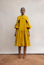 Load image into Gallery viewer, MMUSOMAXWELL BISHOP SLEEVE COTTON SHIRT DRESS GOLD
