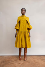 Load image into Gallery viewer, MMUSOMAXWELL BISHOP SLEEVE COTTON SHIRT DRESS GOLD
