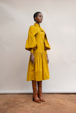 Load image into Gallery viewer, MMUSOMAXWELL BISHOP SLEEVE COTTON SHIRT DRESS GOLD
