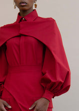 Load image into Gallery viewer, MMUSOMAXWELL BISHOP SLEEVE WOOL BLOUSE RED
