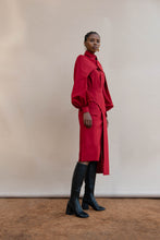 Load image into Gallery viewer, MMUSOMAXWELL ASYMETRICAL CURVE WOOL SKIRT RED
