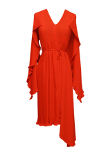 Load image into Gallery viewer, JUDITH ATELIER ADAH PLEATED GEORGETTE ASYMMETRICAL DRESS RED

