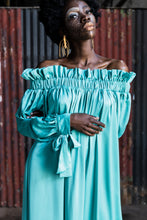 Load image into Gallery viewer, EZOKHETHO KHETHANI OFF SHOULDER DRESS SEAFOAM-GREEN
