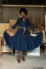 Load image into Gallery viewer, EZOKHETHO ULUTHANDO DENIM SHIRT DRESS NAVY
