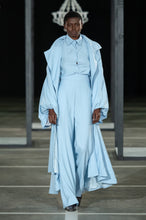 Load image into Gallery viewer, CINDY MFABE NOWAM BISHOP SLEEVE RUFFLE COAT BLUE
