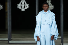 Load image into Gallery viewer, CINDY MFABE NOWAM BISHOP SLEEVE BLOUSE BLUE
