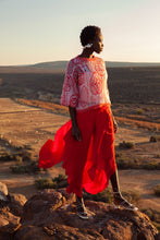 Load image into Gallery viewer, JUDITH ATELIER TALIA WIDE LEG GEORGETTE SKIRT TROUSERS RED

