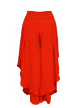 Load image into Gallery viewer, JUDITH ATELIER TALIA WIDE LEG GEORGETTE SKIRT TROUSERS RED
