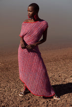 Load image into Gallery viewer, JUDITH ATELIER TIYE COMBO HUE MOHAIR COTTON DRESS RED
